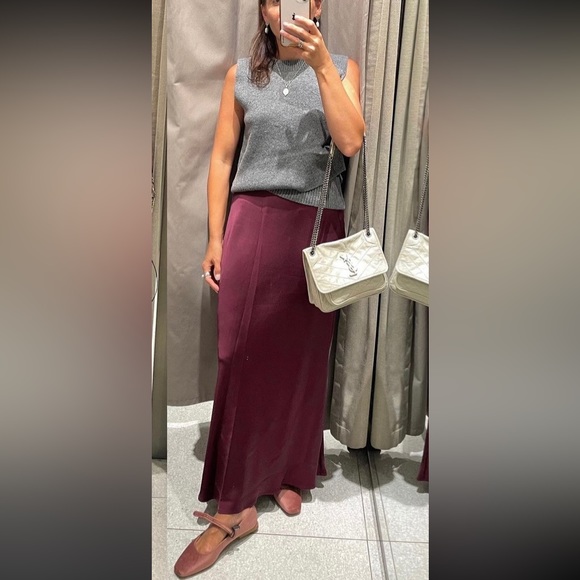 ZARA SATIN EFFECT LONG/ MAXI SKIRT - Picture 6 of 15